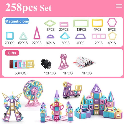 62-258pcs Mini Magnetic Designer Construction Set Model & Building Toys For Children Magnet Blocks Kids Educational Gifts