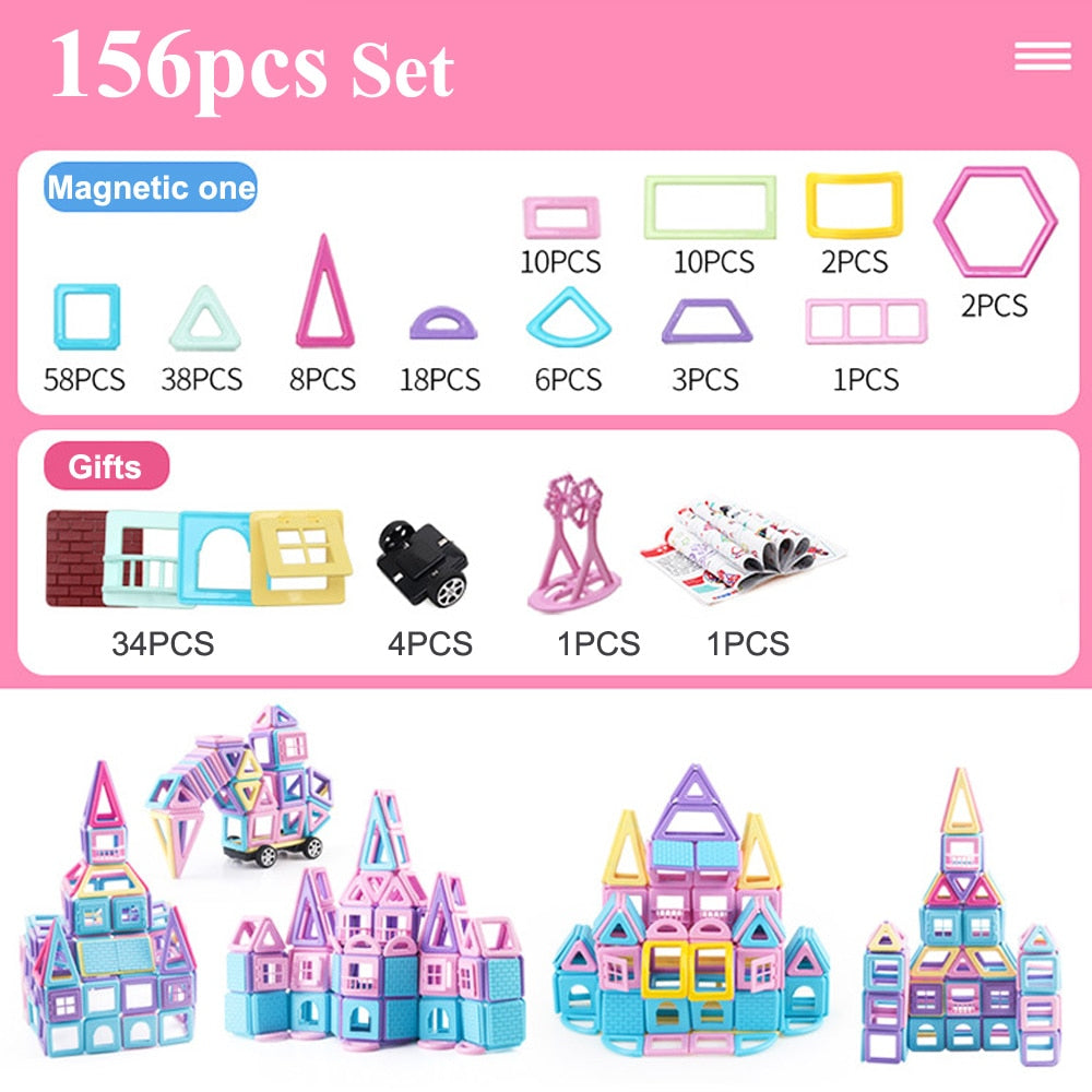 62-258pcs Mini Magnetic Designer Construction Set Model & Building Toys For Children Magnet Blocks Kids Educational Gifts