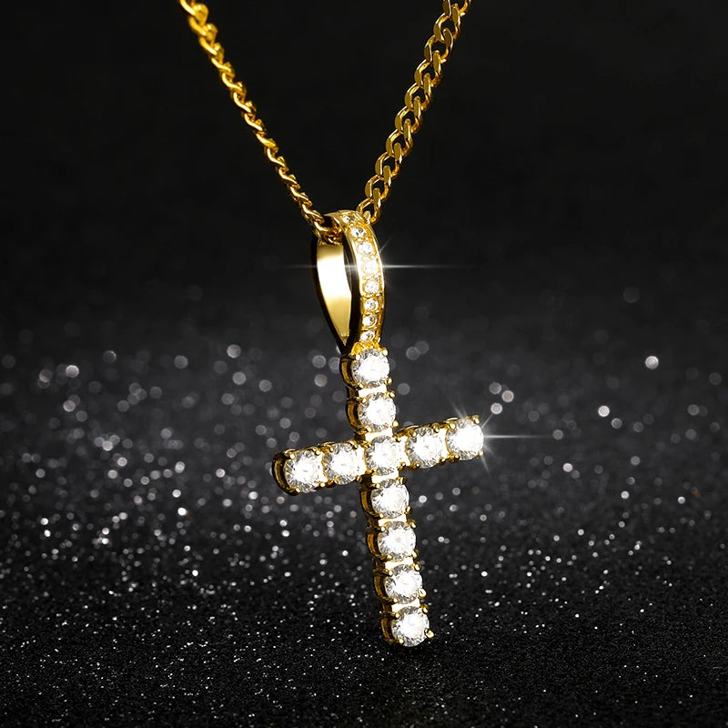 2020 New Crucifix Christian Crystal Pendant Necklace for Women Choker Hip Hop Jewelry Stainless Steel Creative Couple Gift