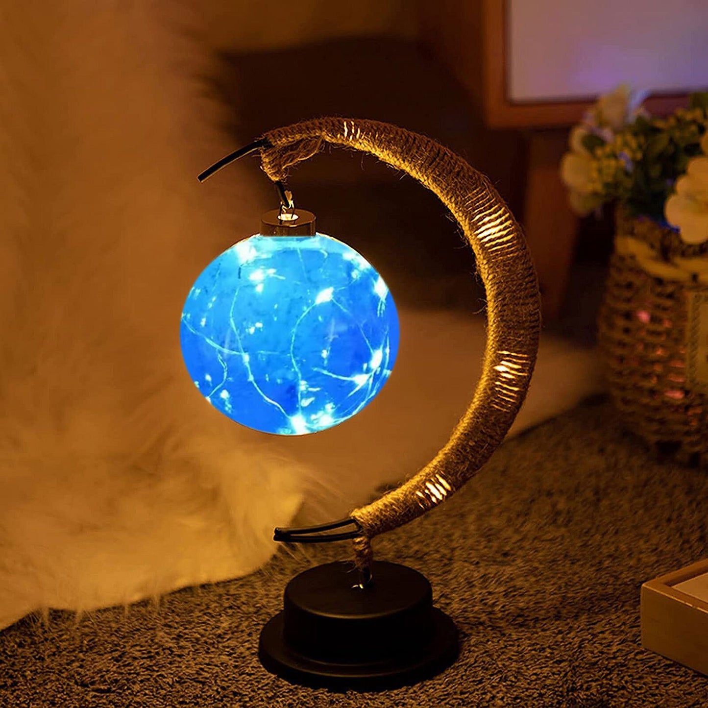 Retro Moon Night Light Thanksgiving Table Lamp Decorations for Home Bedroom Party Ornament Decorations