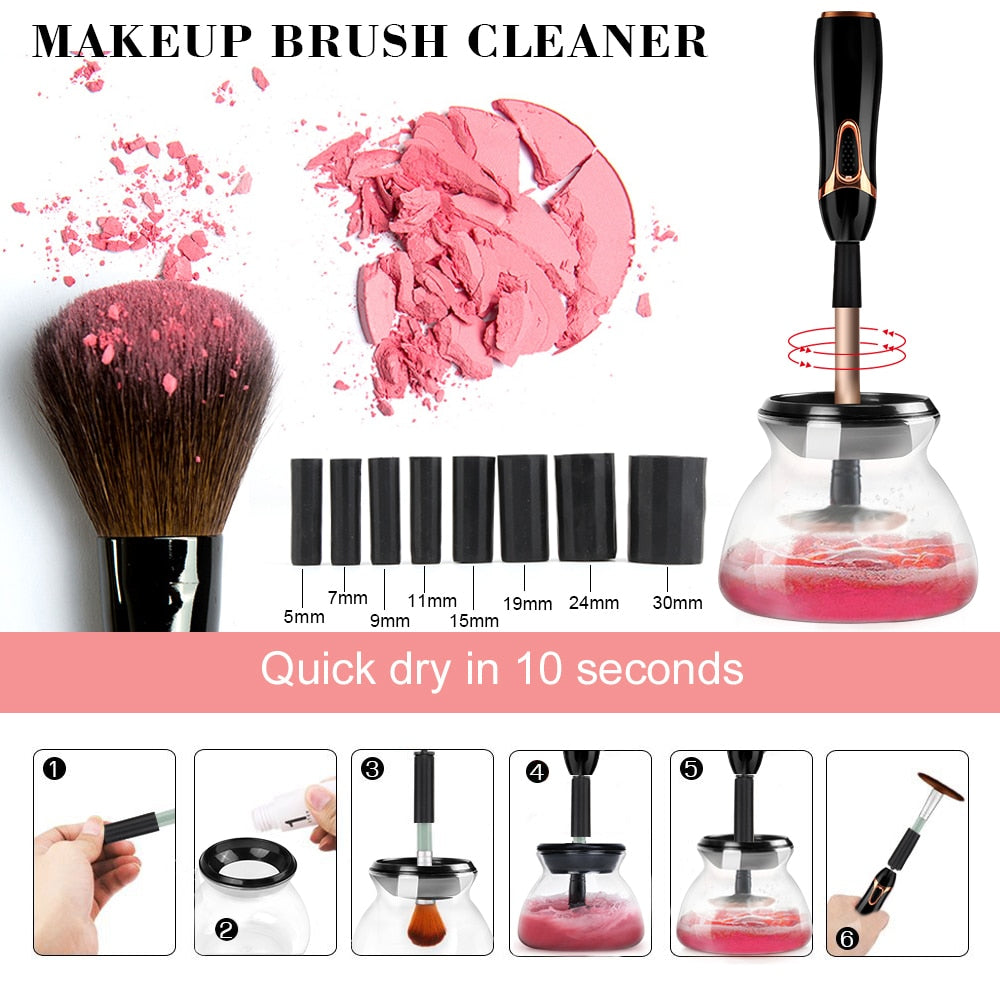 Automatic Makeup Brush Cleaner Electric Makeup Brushes Washing Machine 10 Seconds Silicone Fast Cleaner Dryer Cleaning Tool