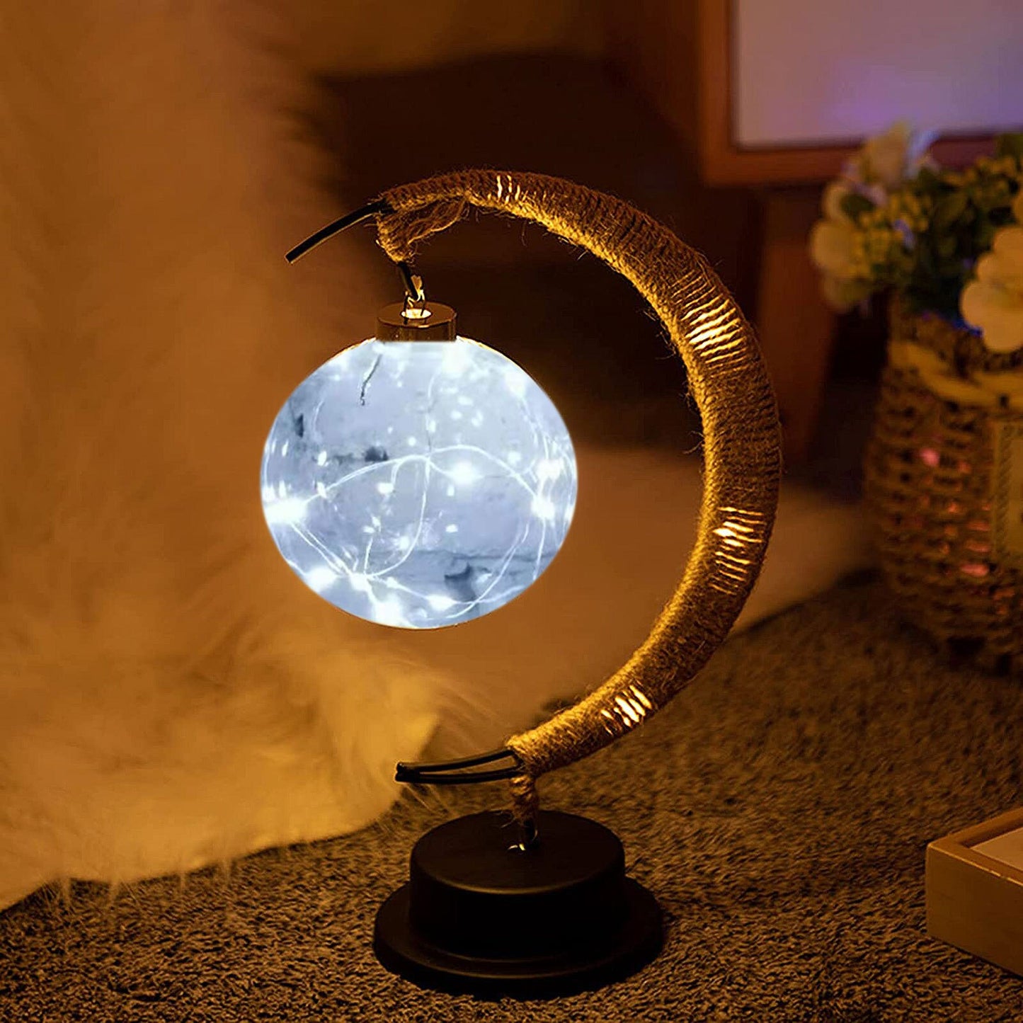 Retro Moon Night Light Thanksgiving Table Lamp Decorations for Home Bedroom Party Ornament Decorations