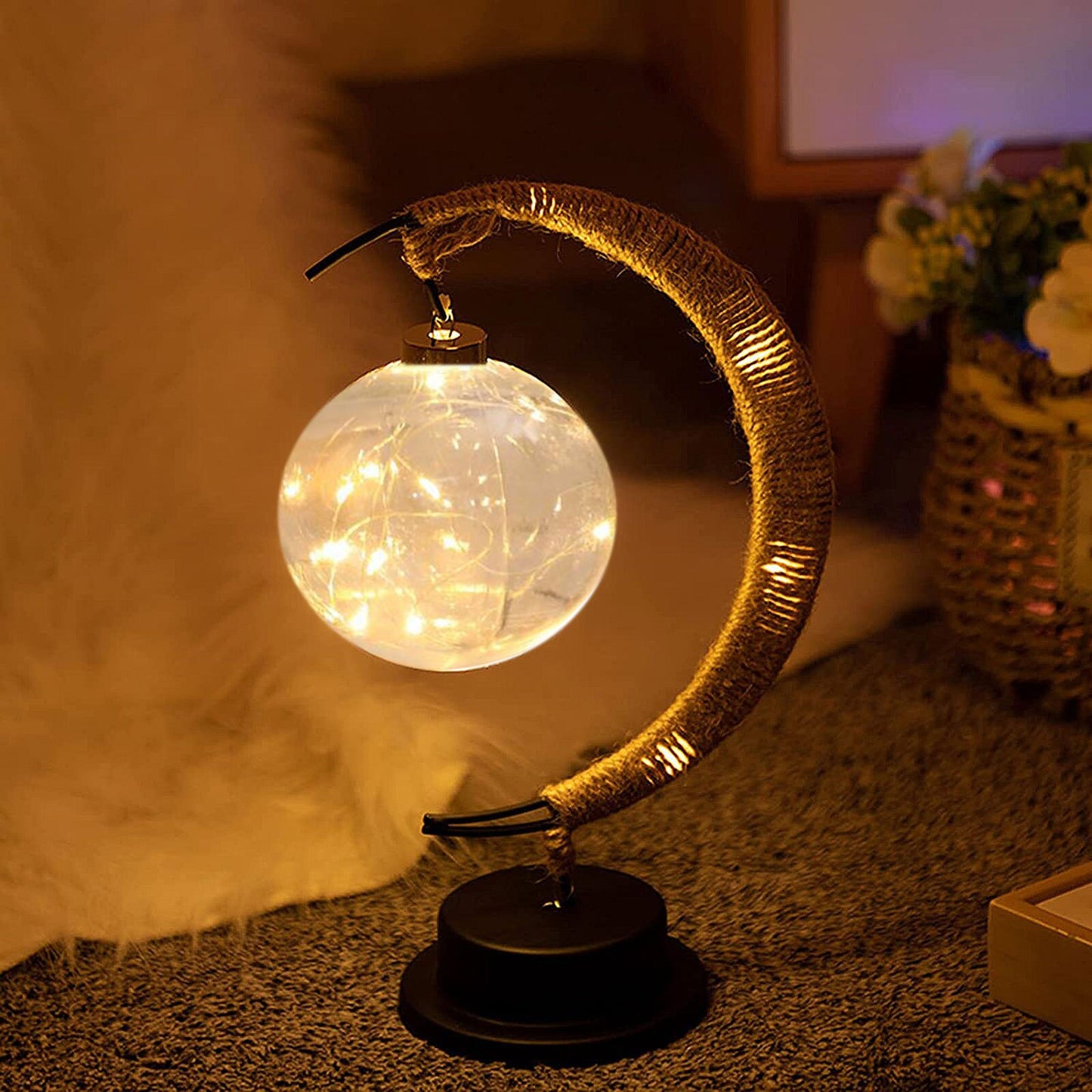 Retro Moon Night Light Thanksgiving Table Lamp Decorations for Home Bedroom Party Ornament Decorations