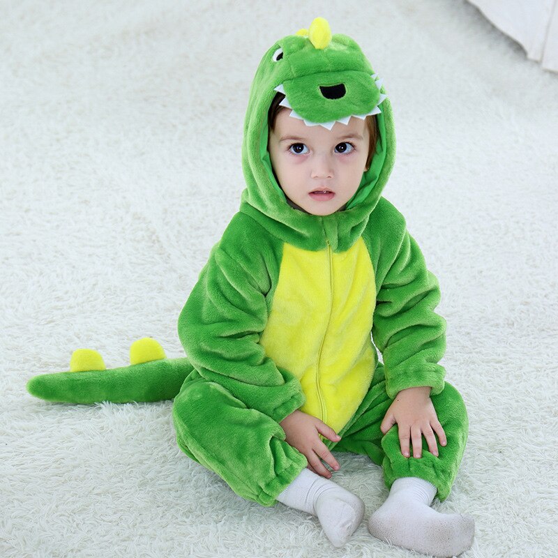 Baby Kigurumis Green Animal Cartoon Cosplay Costume Infant Child Bodysuit Onepiece Onesie Flannel Comfortable Fantasias