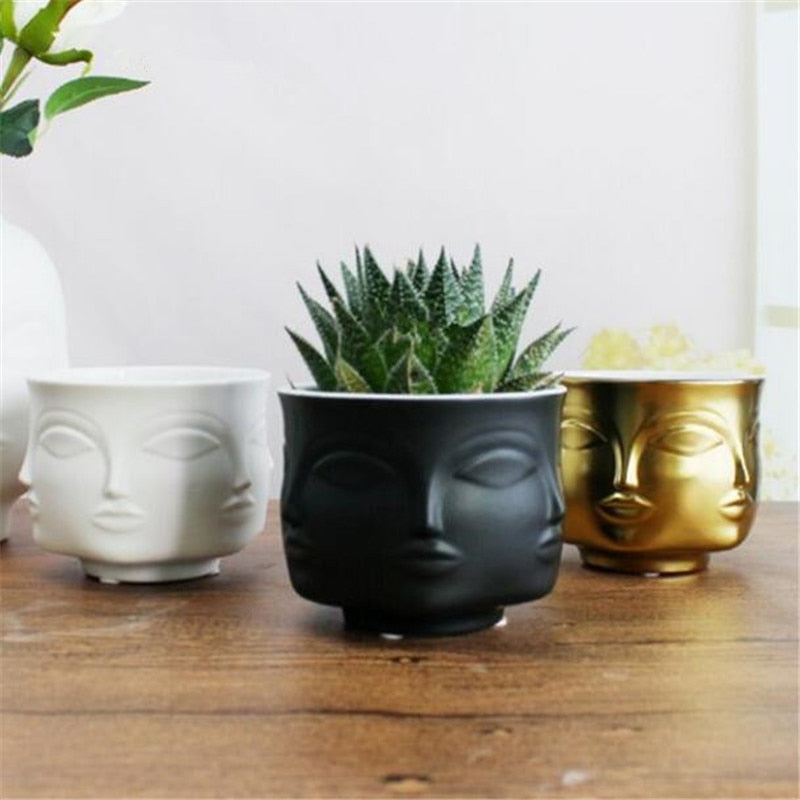 Man Face flower vase home decoration accessories modern ceramic vase for Flowers Pot planters