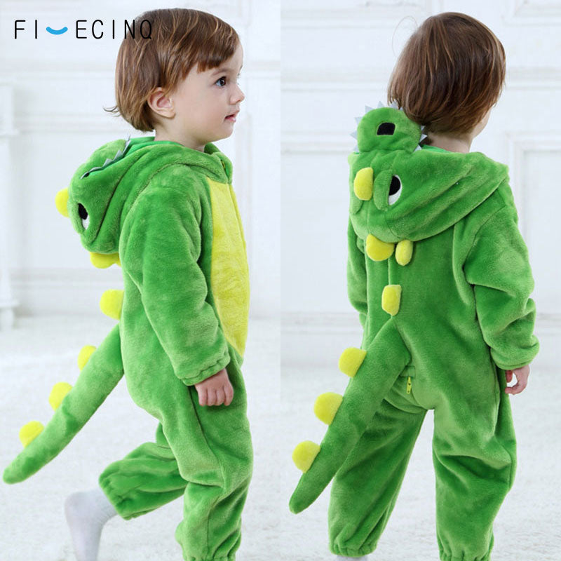 Baby Kigurumis Green Animal Cartoon Cosplay Costume Infant Child Bodysuit Onepiece Onesie Flannel Comfortable Fantasias