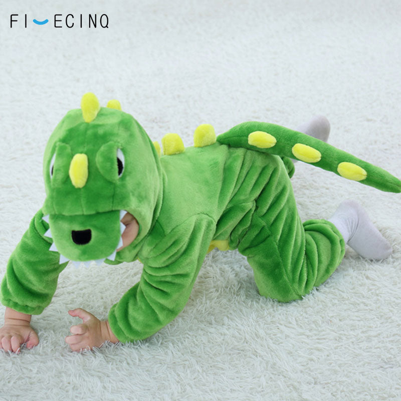 Baby Kigurumis Green Animal Cartoon Cosplay Costume Infant Child Bodysuit Onepiece Onesie Flannel Comfortable Fantasias