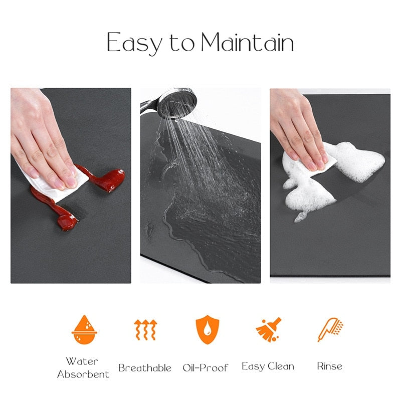 Kitchen Super Absorbent Pad Diatomite Drying Dishes Drain Mat for Kitchen Sink Countertop Protector Placemat for Bathroom Mat