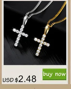 2020 New Crucifix Christian Crystal Pendant Necklace for Women Choker Hip Hop Jewelry Stainless Steel Creative Couple Gift