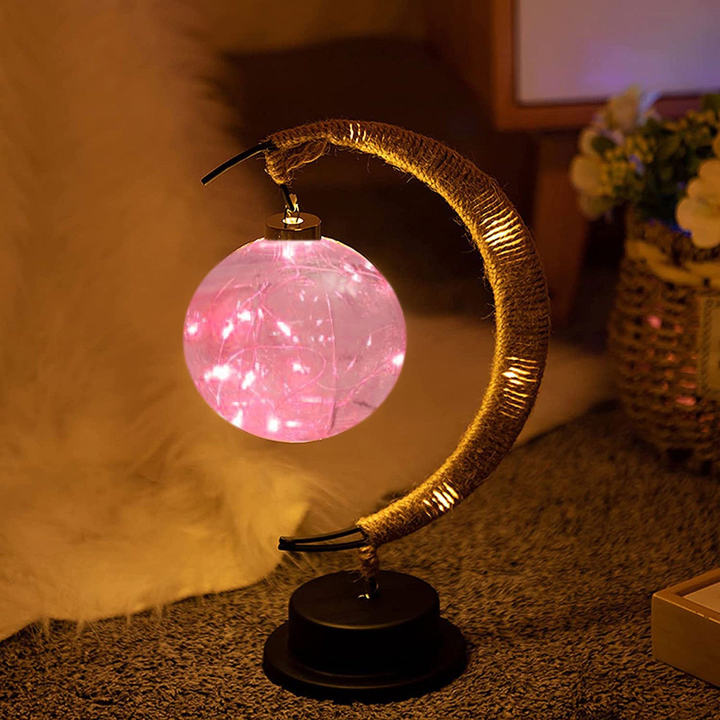 Retro Moon Night Light Thanksgiving Table Lamp Decorations for Home Bedroom Party Ornament Decorations