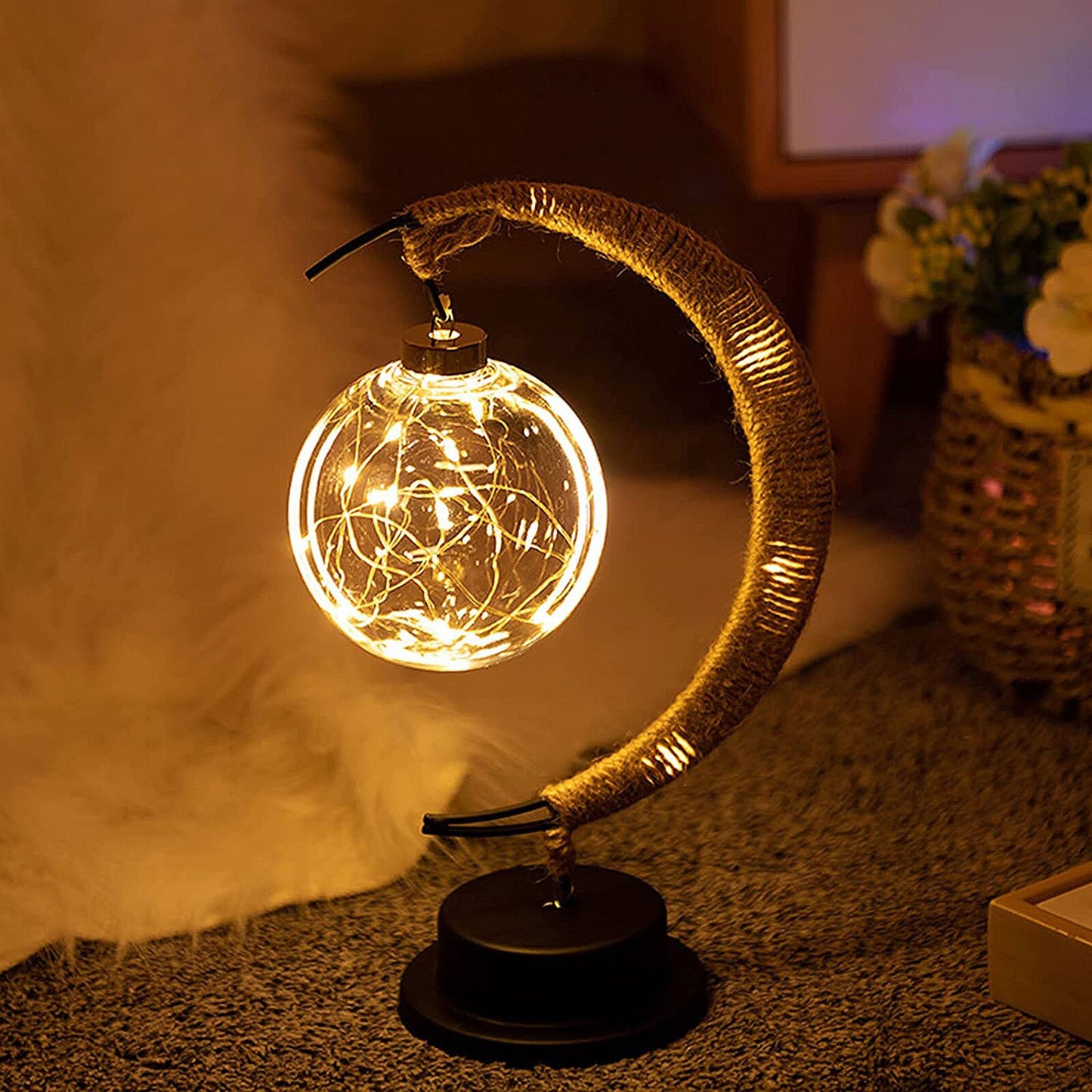 Retro Moon Night Light Thanksgiving Table Lamp Decorations for Home Bedroom Party Ornament Decorations