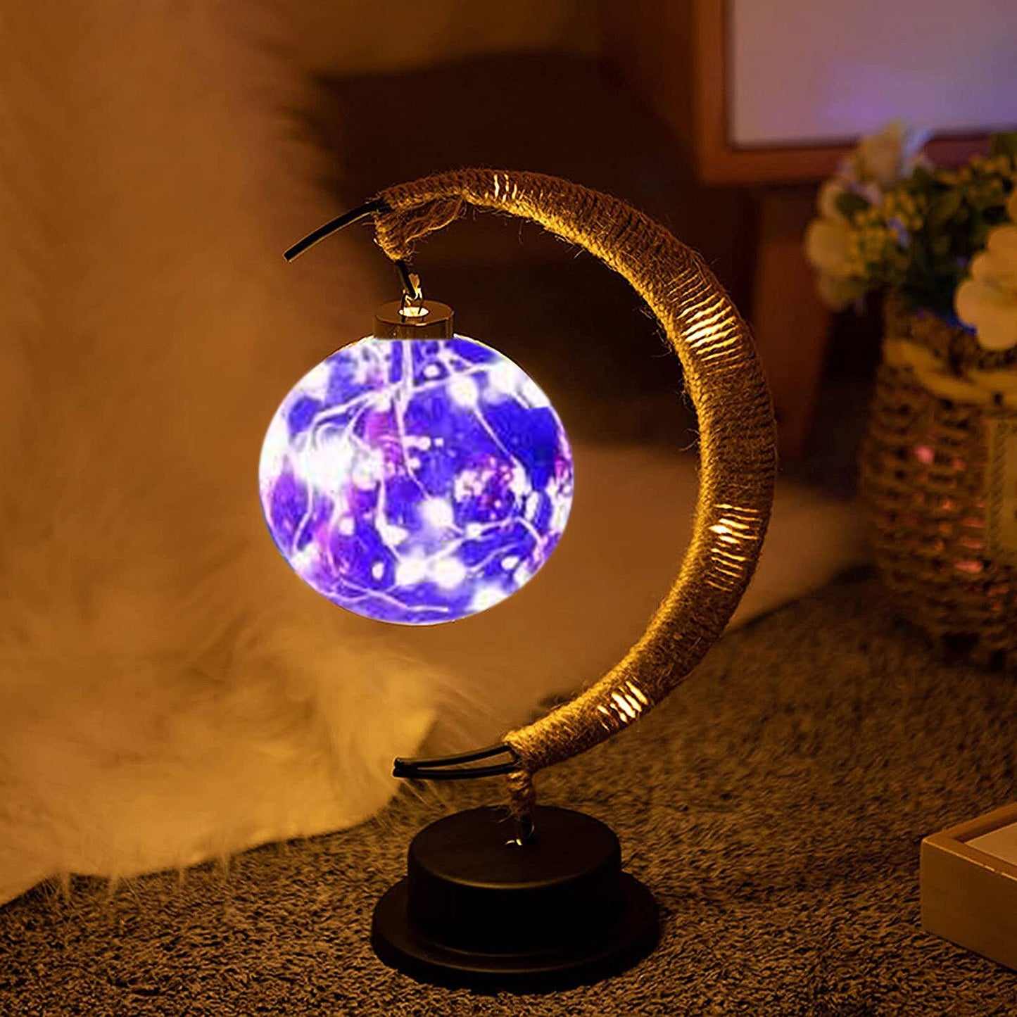 Retro Moon Night Light Thanksgiving Table Lamp Decorations for Home Bedroom Party Ornament Decorations