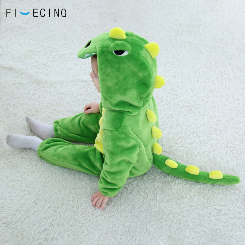 Baby Kigurumis Green Animal Cartoon Cosplay Costume Infant Child Bodysuit Onepiece Onesie Flannel Comfortable Fantasias
