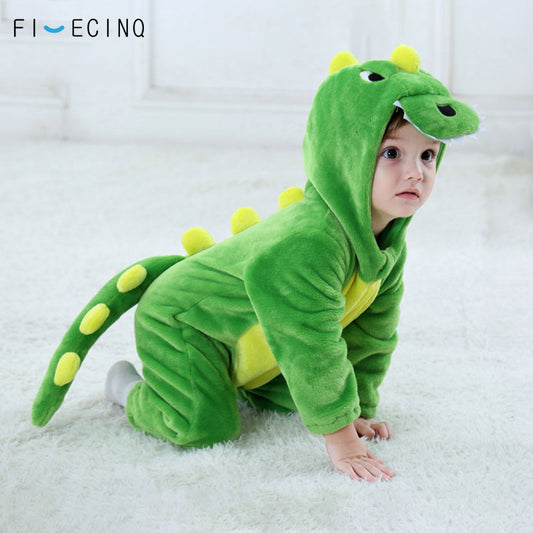 Baby Kigurumis Green Animal Cartoon Cosplay Costume Infant Child Bodysuit Onepiece Onesie Flannel Comfortable Fantasias