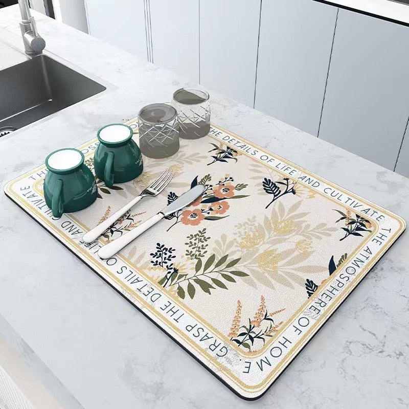 Kitchen Super Absorbent Pad Diatomite Drying Dishes Drain Mat for Kitchen Sink Countertop Protector Placemat for Bathroom Mat