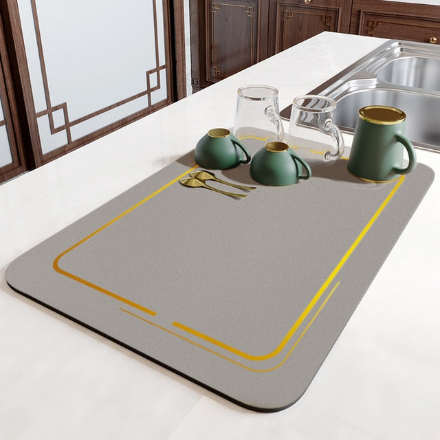 Kitchen Super Absorbent Pad Diatomite Drying Dishes Drain Mat for Kitchen Sink Countertop Protector Placemat for Bathroom Mat