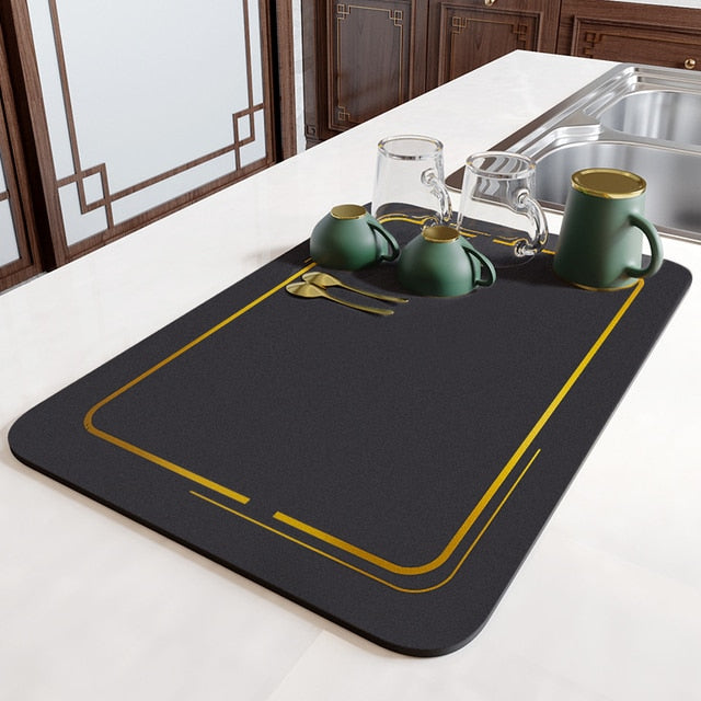Kitchen Super Absorbent Pad Diatomite Drying Dishes Drain Mat for Kitchen Sink Countertop Protector Placemat for Bathroom Mat