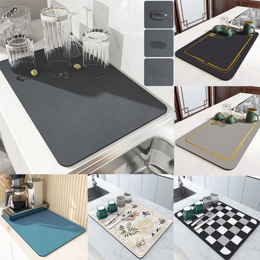 Kitchen Super Absorbent Pad Diatomite Drying Dishes Drain Mat for Kitchen Sink Countertop Protector Placemat for Bathroom Mat